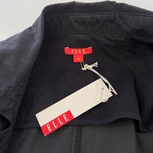 Black Double-Breasted Womens Trench Coat With Belt Shoulder Epaulettes & Button